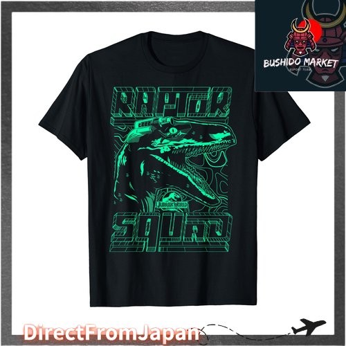 เสื้อยืดลายเส้นสีเขียว Jurassic World Raptor Squad 【DirectFromJapan】