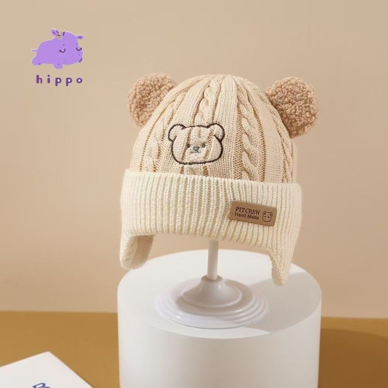 หมวกเด็กฤดูใบไม้ร่วงและฤดูหนาว หมวกถักน่ารัก ป้องกันความหนาวเย็น ป้องกันหู - รูปที่ 3