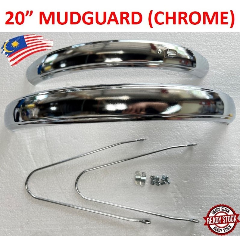 MUDGUARD BASIKAL 20" บังโคลนจักรยาน Chrome LAJAK (F&R) บังโคลนเหล็ก 20 inci Basikal DEPAN BELAKANG