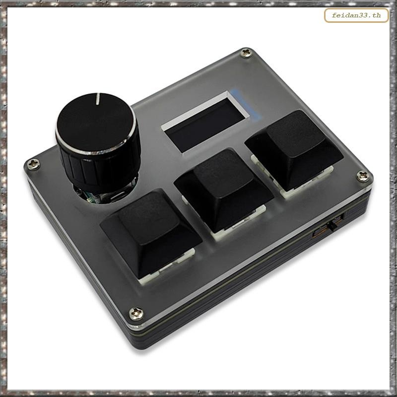 [LHY] คีย์บอร์ดแบบกําหนดเองแบบมีสาย 3 ปุ่มสวิตช์สีน้ําเงิน คีย์บอร์ดเกม OSU พร้อมหน้าจอลูกบิด RGB Co