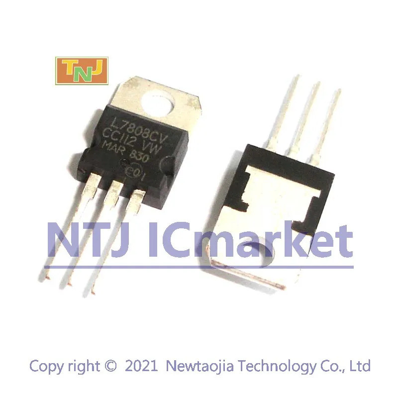 50 ชิ้น L7808CV TO-220 LM7808 L7808 7808 1.5A 8V ตัวควบคุมแรงดันไฟฟ้าบวกทรานซิสเตอร์