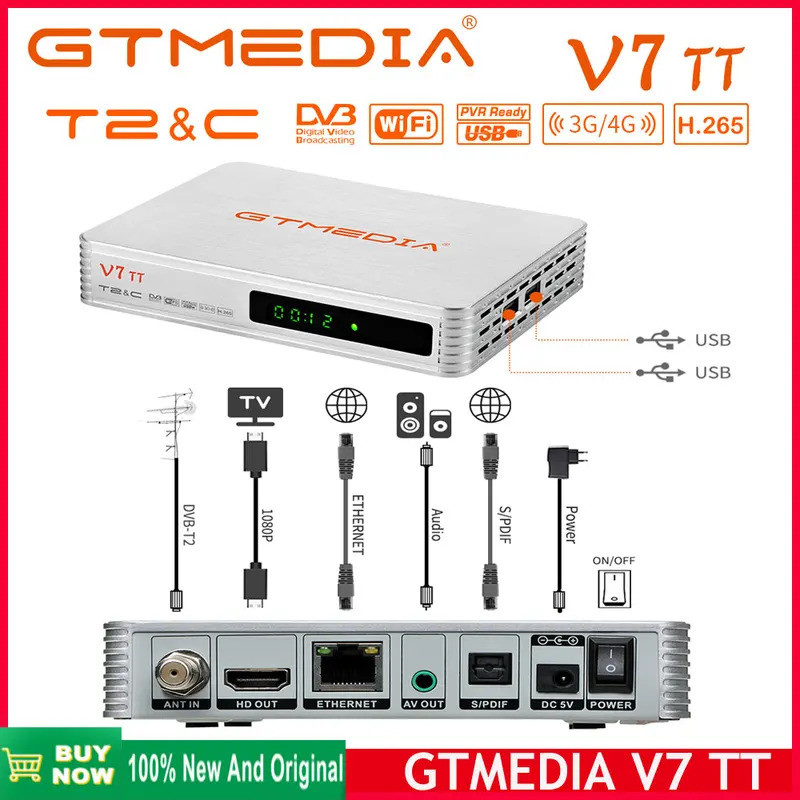 ใหม่ Gtmedia V7 TT 1080P Full HD DVB-T/T2/DVB-C อิตาลี USB WIFI Digital ถอดรหัส Hevc 10Bit H.265 Ter