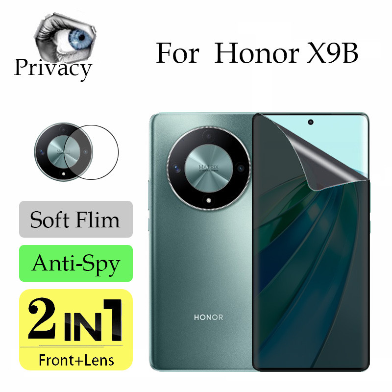 2 in 1 Honor X9B Soft Anti-spy Privacy Hydrogel Screen Protector สําหรับ Honor 90 200 Pro X9A X9B X9