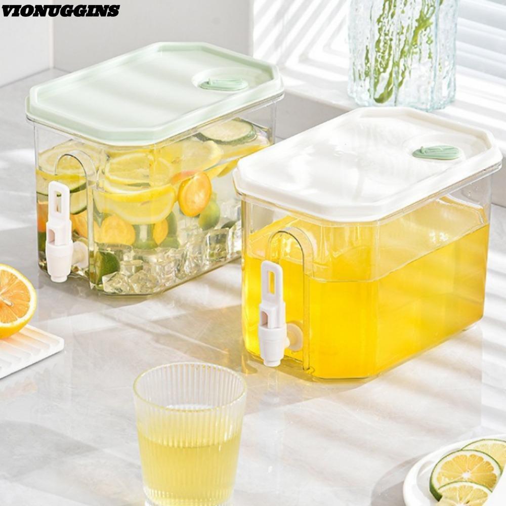 VIONUGGINS ถังน้ําเย็น,ความจุสูงพร้อมเหยือกตู้เย็นก๊อกน้ํา, 3.5L Summer Dispenser Water Kettle ตู้เย็นหม้อเหยือก
