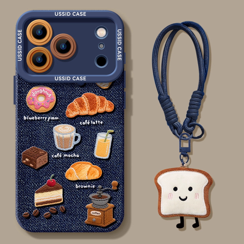 [ขนมปังยีนส์สไตล์ใหม่] เคสโทรศัพท์ iPhone 17promax16 ซิลิโคน 15pro14/13 กันกระแทก 12/11