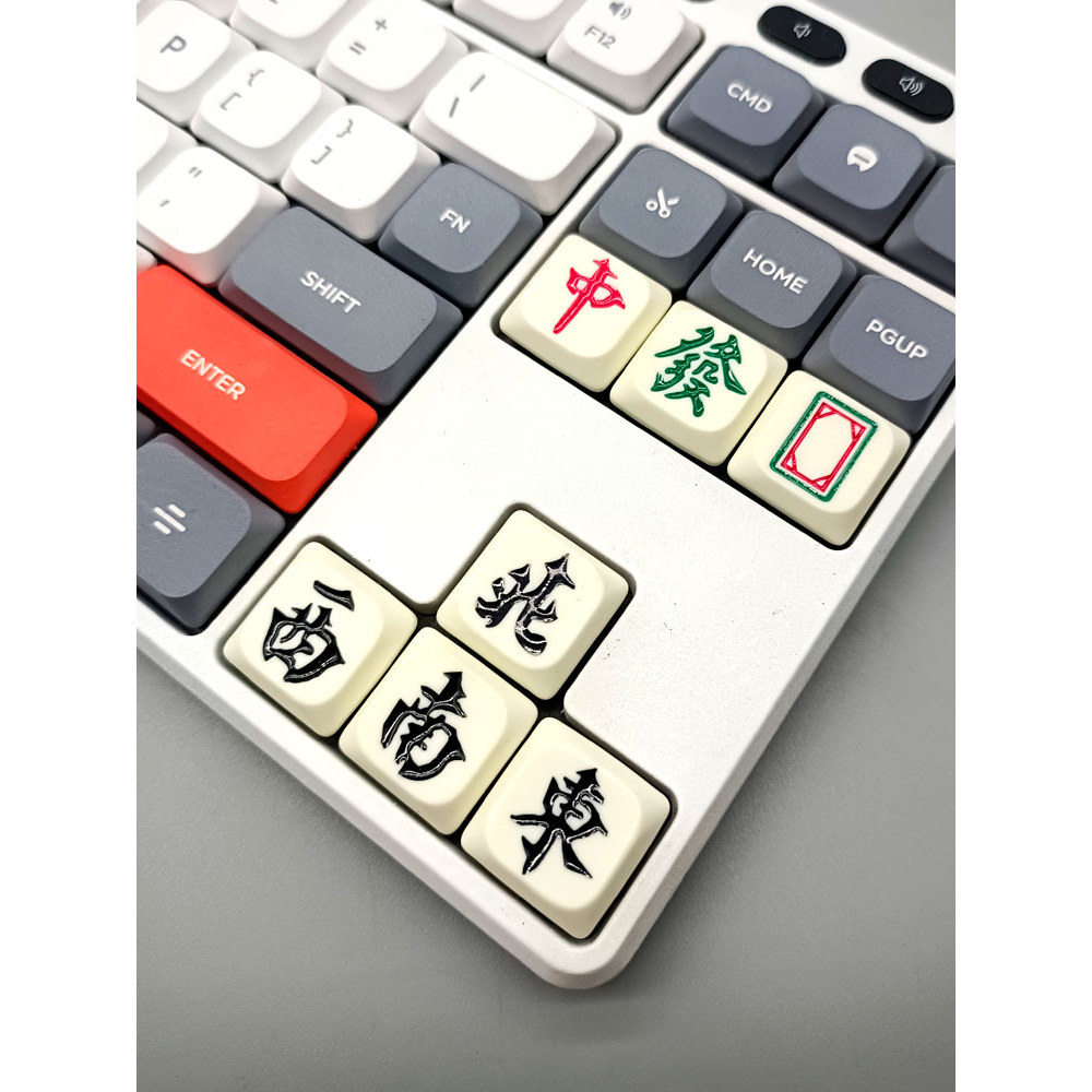 keycap ไฟลอด keycap KT Low Cross Axis Mahjong Brand Fortune Medium Shipment White Win Mechanical Key