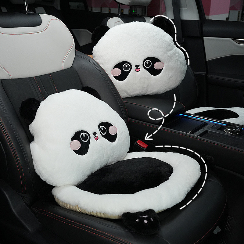 Panda Car Cushion Winter Cute Cartoon Car Comfortable Warm Seat Cushion Creative Car Interior Design