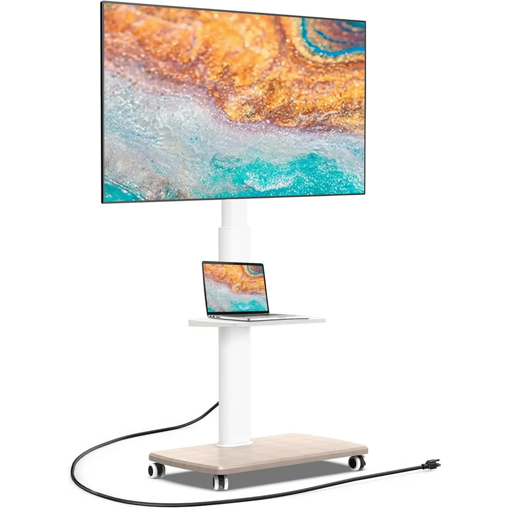 Fitueyes Rolling Tv Stand พร้อมแหล่งจ่ายไฟ,หมุนแบบพกพาทีวีสําหรับ 32-75 นิ้ว Lcd Led Oled แบน/โค้งแผ