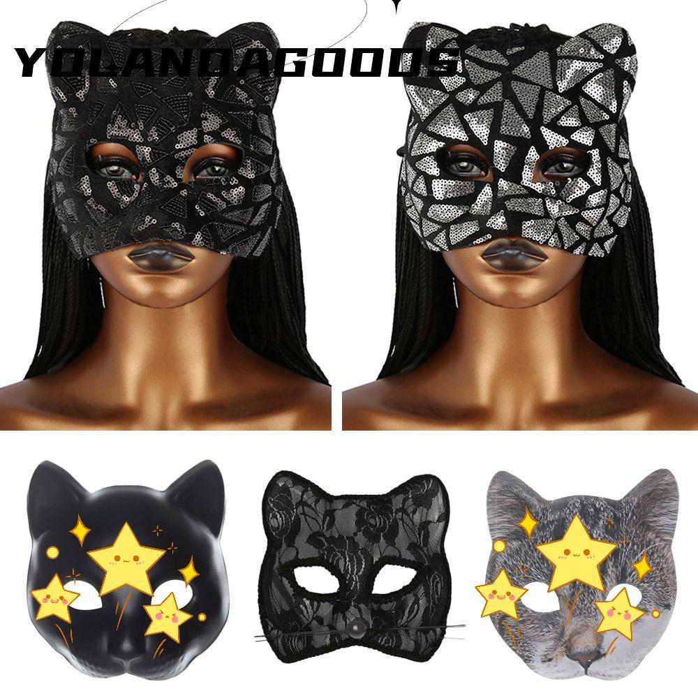 YOLA Cat Girl , Half Face Party Makeup Ball Masquerade , Venetian Party EVA Eye