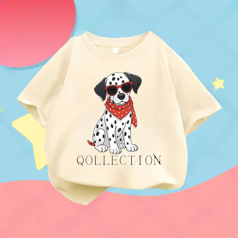 TeeZoo Kids เกาหลีสไตล์ ของเด็ก เสื้อน่ารัก ผ้าฝ้าย พิมพ์ลาย "QOLLECTION DOG" โคตรนุ่ม เสื้อคอกลม bo