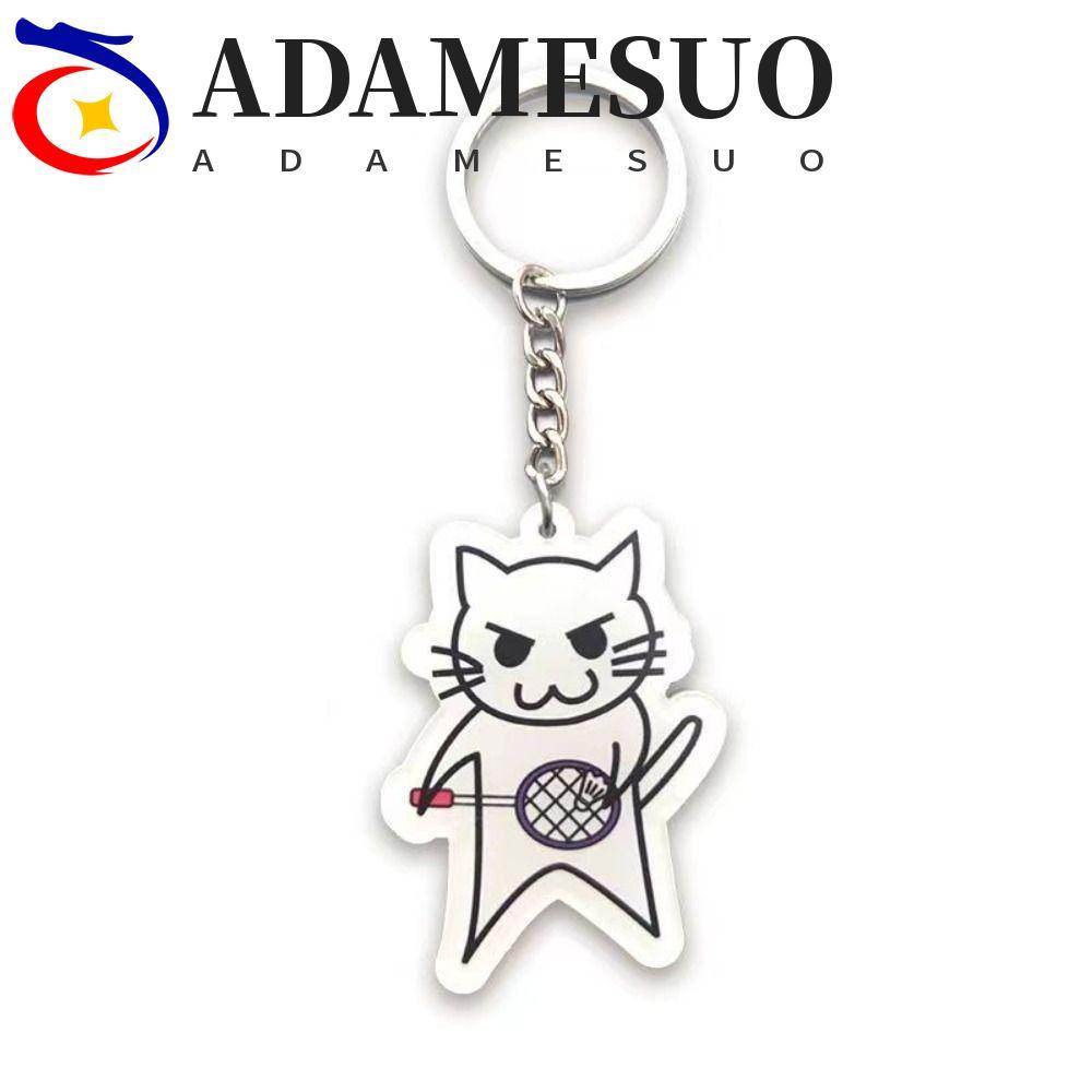 ADAMESUO พวงกุญแจแบดมินตัน,แมวเล่นแบดมินตันสองด้านพวงกุญแจแบดมินตัน, Stuff DIY อะคริลิคน่ารักพวงกุญแจของขวัญเพื่อน