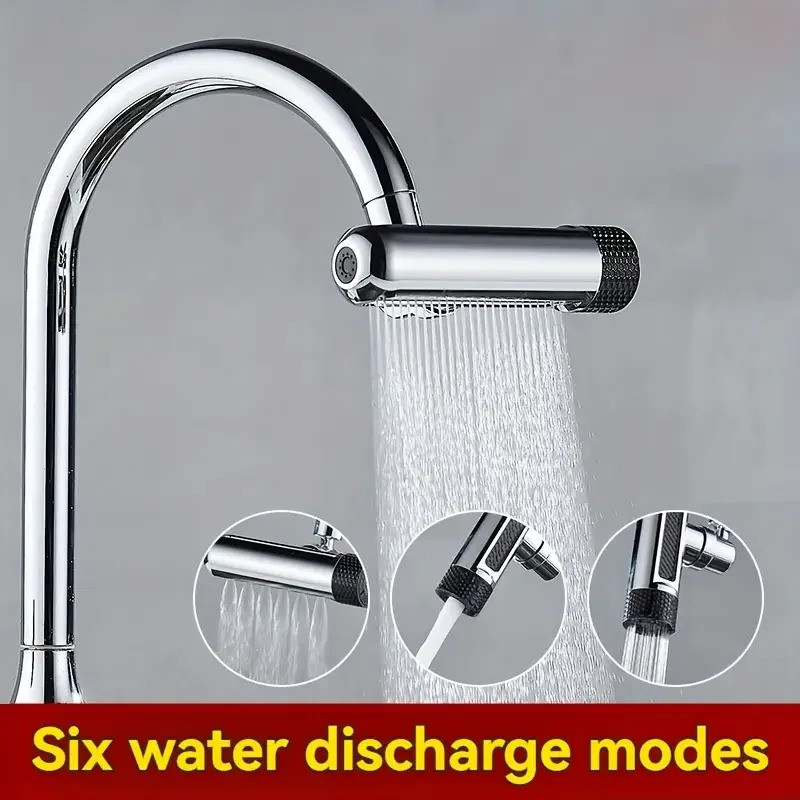 720° Rotating Kitchen Faucet 6 Modes Waterfall Spout Splash-Proof Universal Aerator Multi-Function F