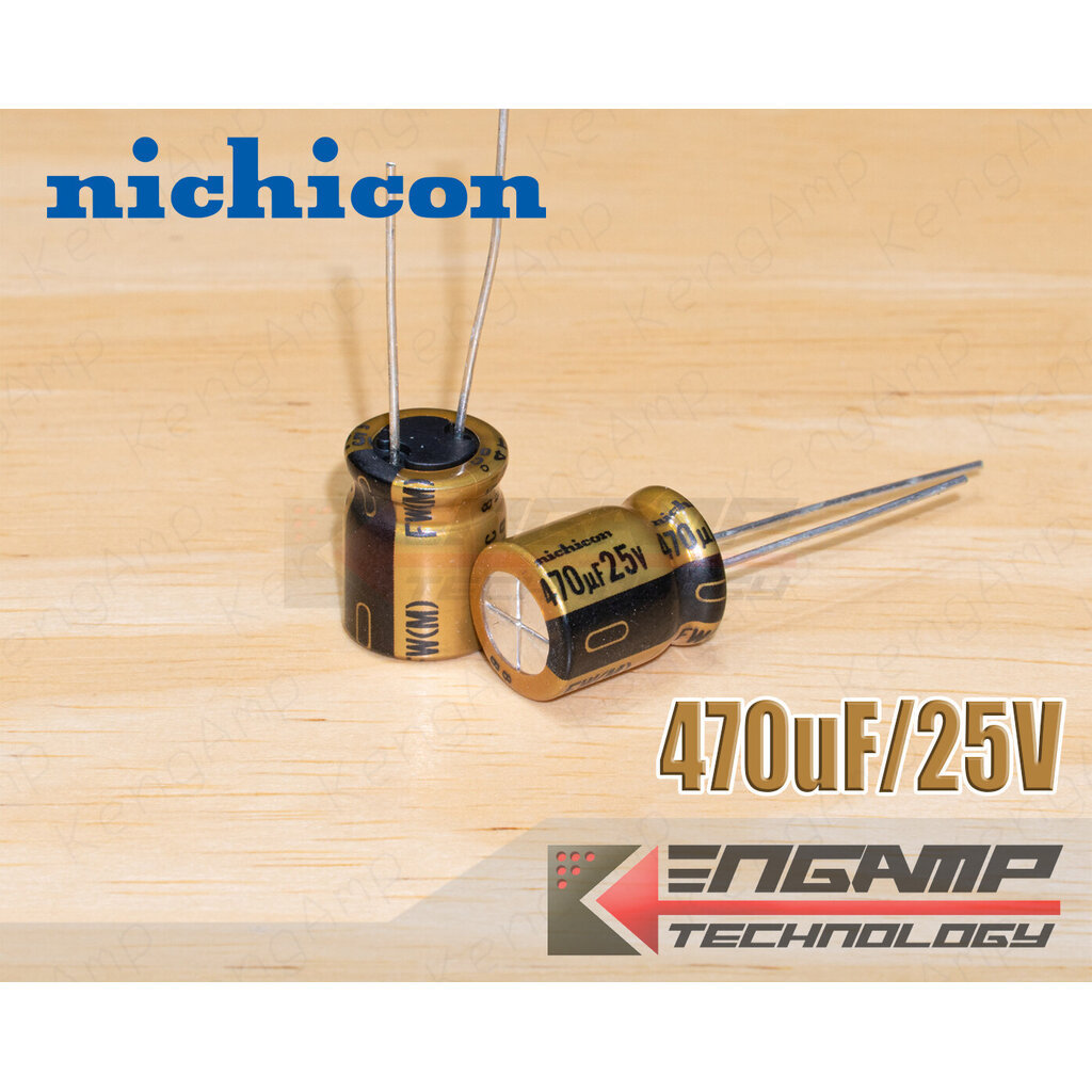 (10ตัว) [E-CAP] 470uF/25V 85 C Nichicon FW(M) 10x12.5mm P=5mm