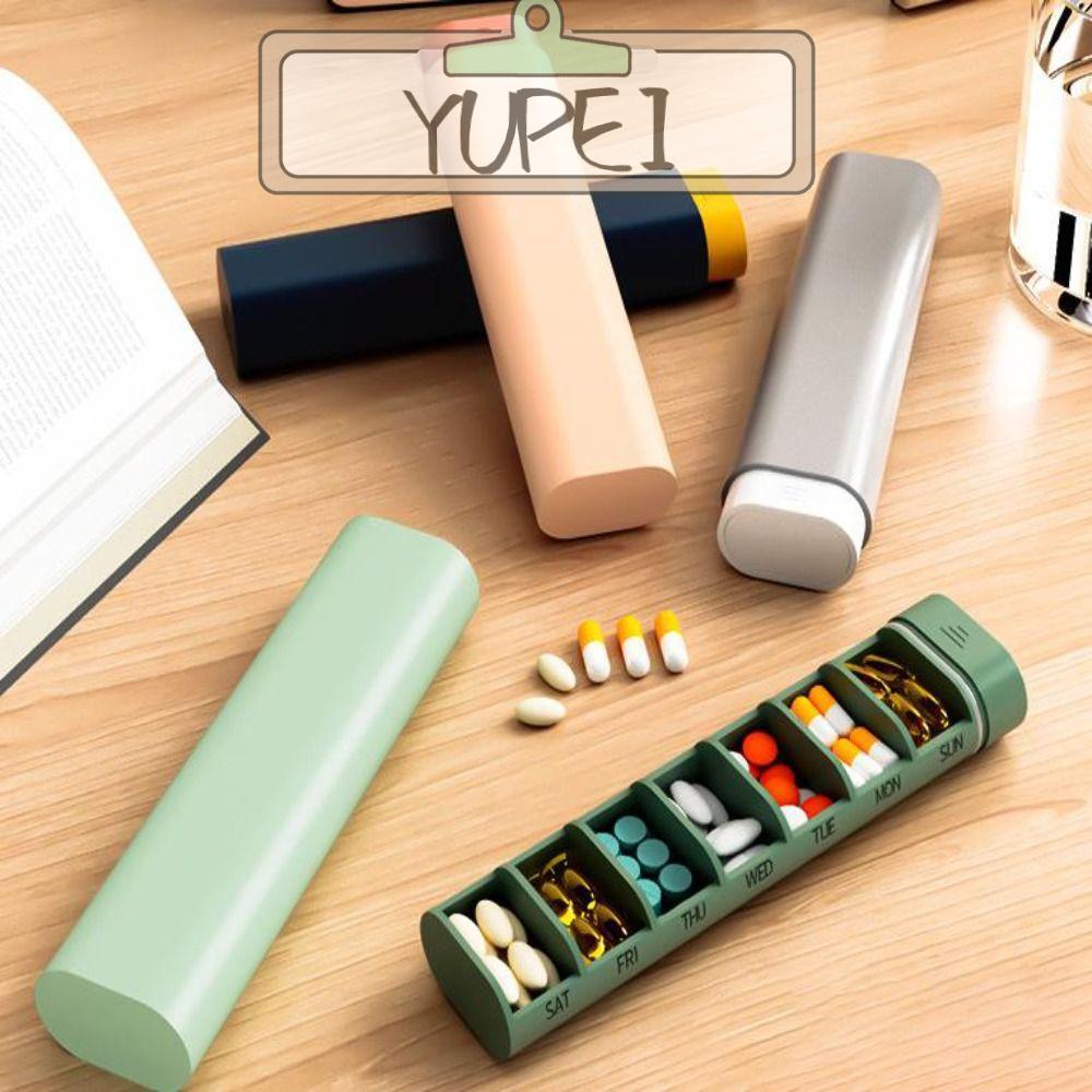 YUPEI ที่เก็บยา 7 วัน, กล่องยารายสัปดาห์แบบพกพา 7 กริด, ที่เก็บยาขนาดเล็กความจุขนาดใหญ่ระดับพรีเมียม