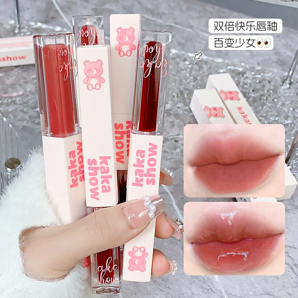 ลิปกันน้ํา ลิปสติก ลิปกลอส ลิป 4u2 Kakashow ลิปกลอสสองหัว ลิปกลอส ลิปสติกให้ความชุ่มชื้นสองในหนึ่งเด