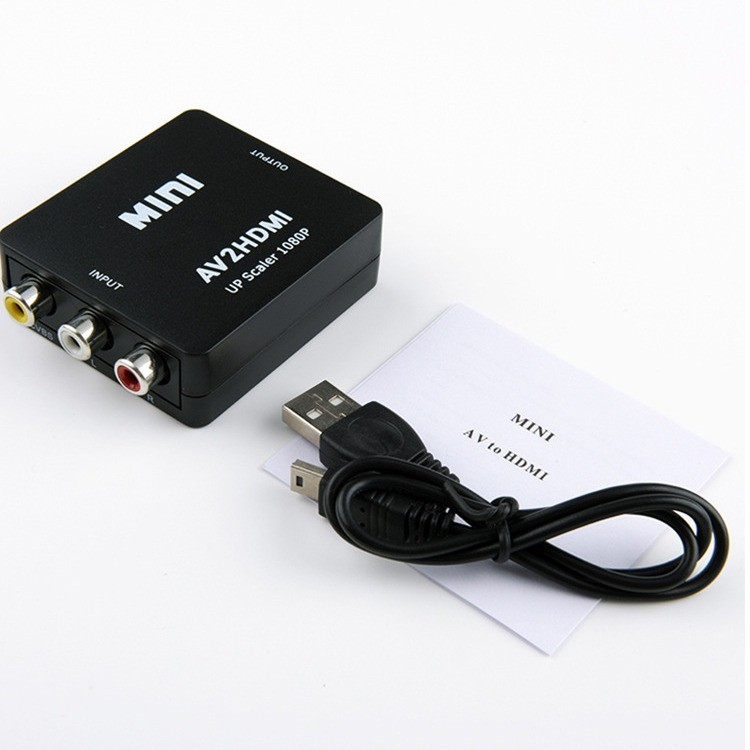 AV เป็น HDMI Converter Audio Video HD Converter Head mini av เป็น hdmi สีขาวสีดํา 4EKL