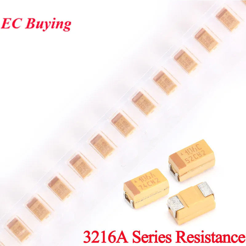 10 ชิ้น 3216A SMD Tantalum Capacitor 100 220 330 470 1UF 2.2UF 3.3UF 4.7UF 6.8UF 22UF 33UF 47UF 100U