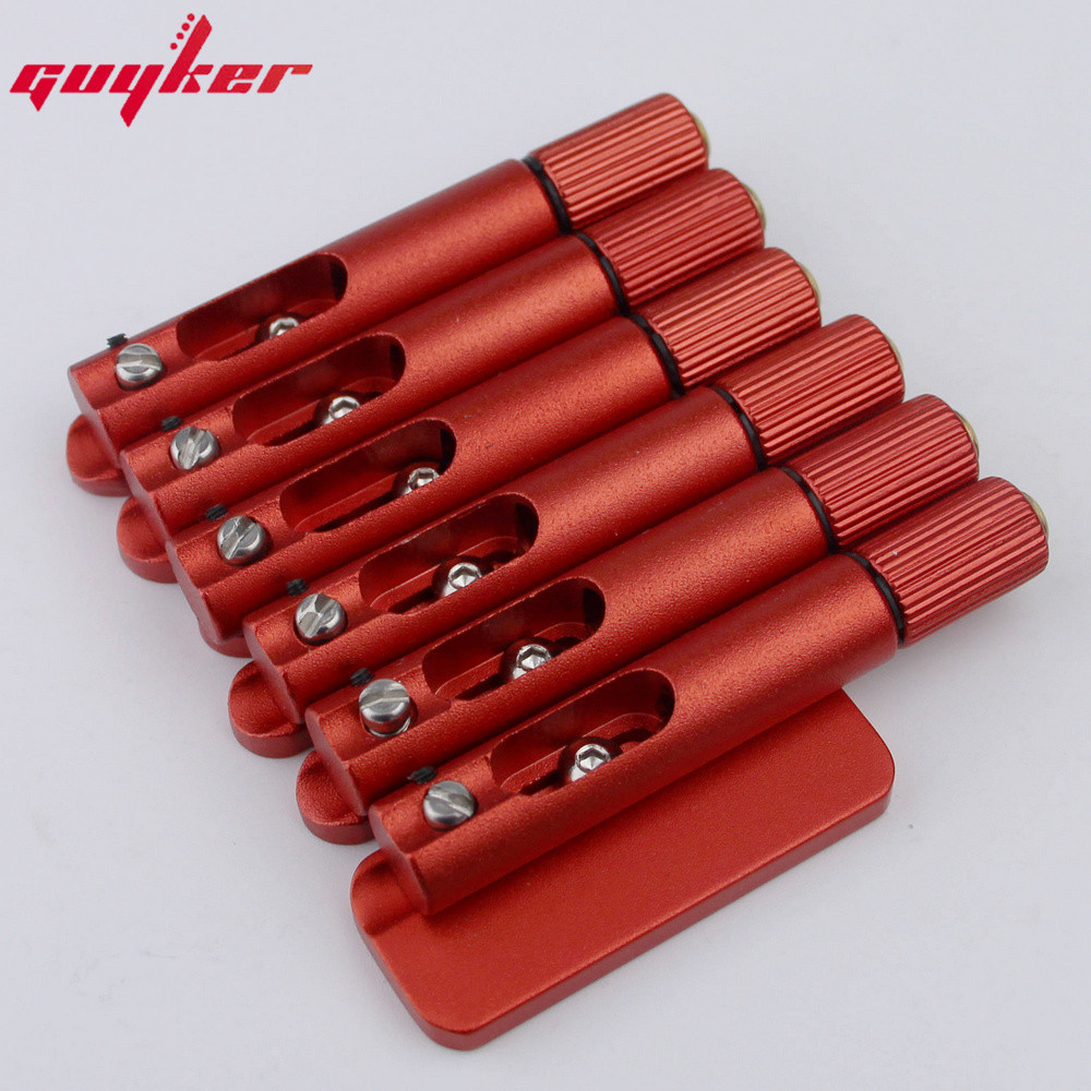 Guyker สะพานพัดลมคงที่เดี่ยวสีแดงสําหรับสะพานกีตาร์ไฟฟ้า 6/7/8 สายไม่มีหัว Fret