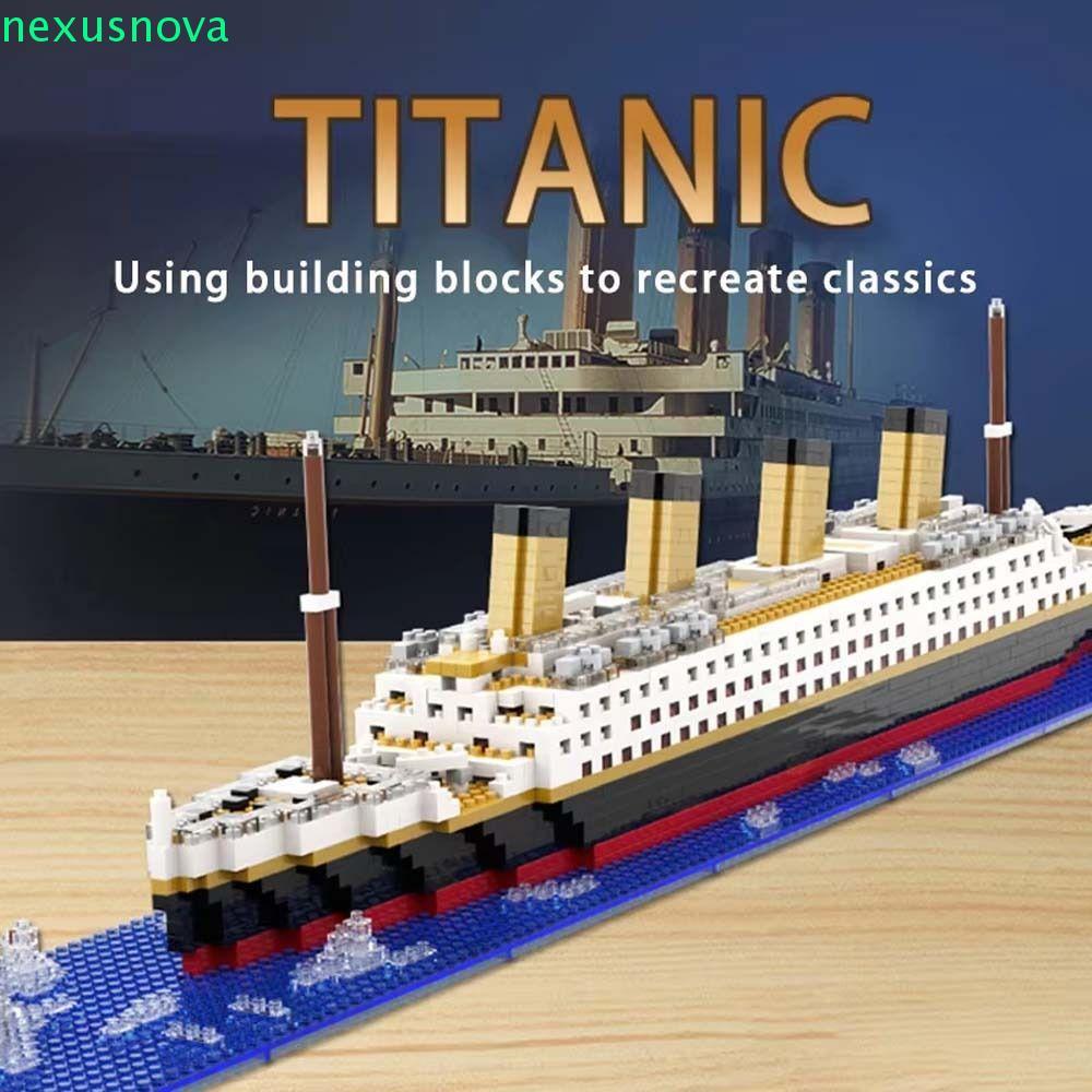 NEXUSNOVA Titanic Building Block,อนุภาคขนาดเล็กผสมเรือล่องเรือรุ่นอิฐ,เด็กความยากลําบากสูงเรือยักษ์ตกแต่งบ้านTitanic Assemblyของเล่นเด็กของเล่น