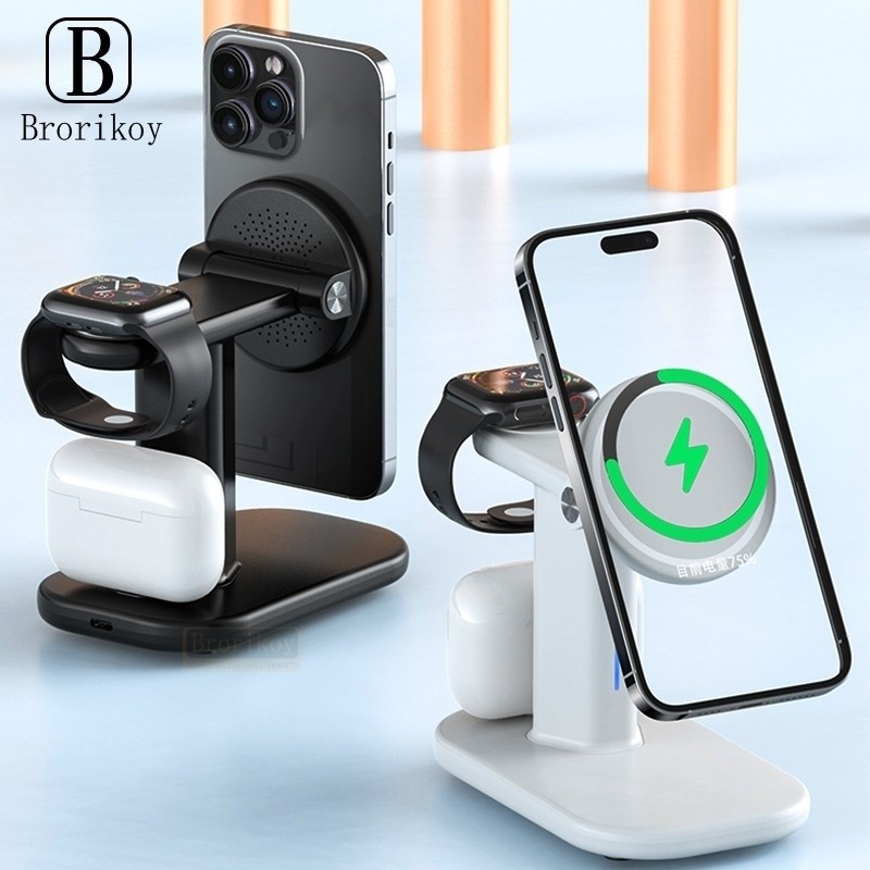 3 in 1 Magnetic Charger Stand For Phone 15 14 13 12 Pro Max Watch 8 7 6 5 SE Airpod Pro 3 Fast Charg