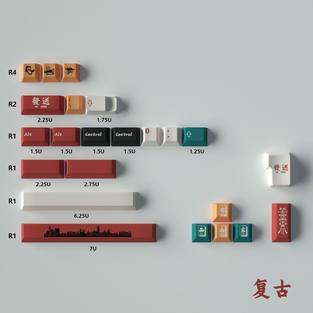 กระดานวาดภาพย้อนยุค 7U Space Keycap 1.5U ESC กลับคีย์โรงงานเดิมความสูง PBT ที่ไม่ซ้ํากัน Creative เส