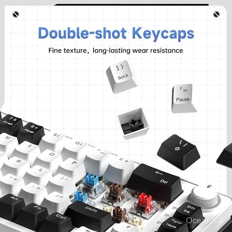 ZIFRIEND AG68 คีย์บอร์ดแบบมีสาย 68 เลย์เอาต์ คีย์บอร์ดแบบมีสาย คีย์บอร์ดสำหรับเล่นเกม RGB Backlit&Si