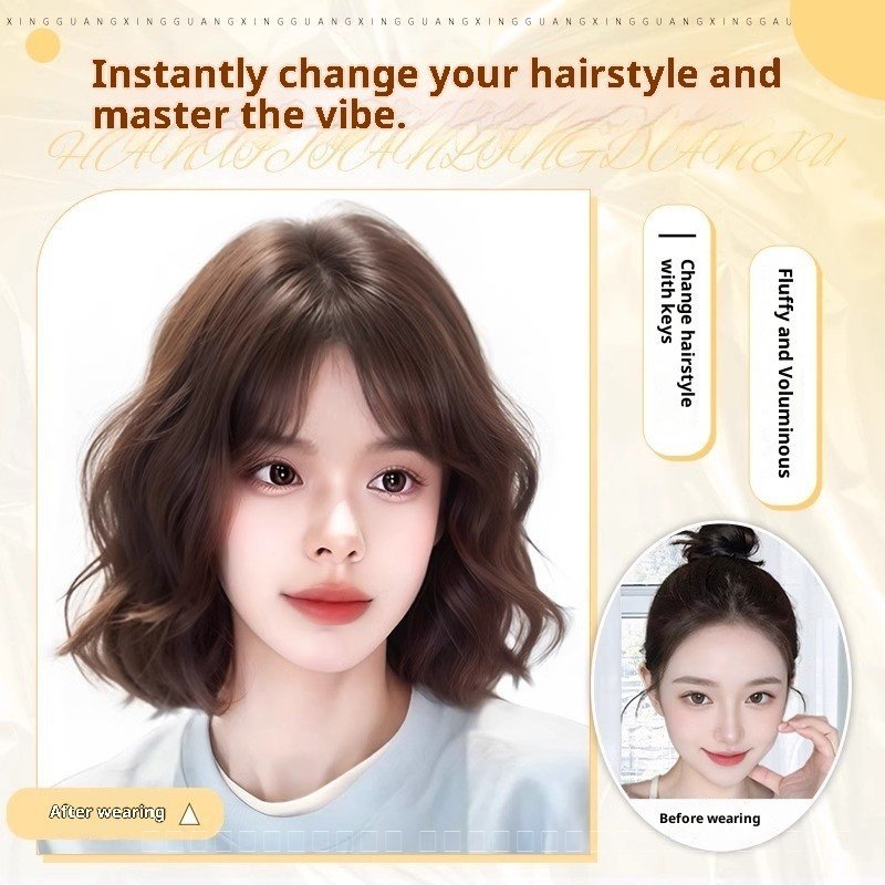 วิกผมเต็มศีรษะสำหรับผู้หญิง ไม่มีรอยต่อ จำลองทรงผมใหม่สไตล์เกาหลี พร้อมผมหยักฟู เหมาะสำหรับสวมใส่วันdaily wear