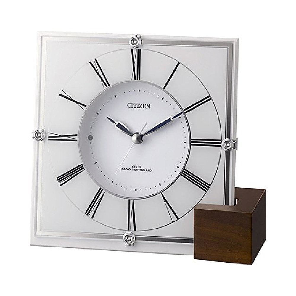 Japan Direct Mail Rhythm Rhythm Wall Clock/นาฬิกาตั้งโต๊ะฐานไม้สีขาว 4RY707-003