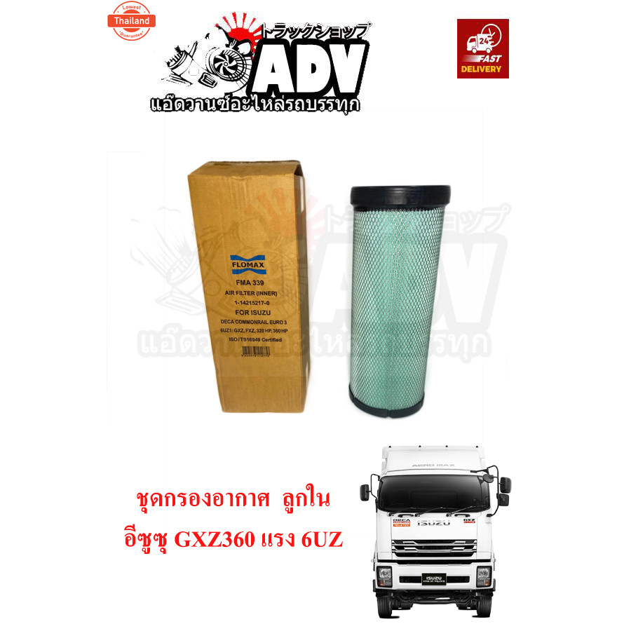 กรองอากาศ ลูกใน อีซูซุ GXZ360 แรงม้า ,FXZ360 แรงม้า ,FYH360 แรงม้า เครื่องยนต์ 6UZ 