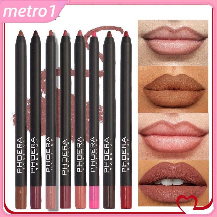 Phoera 13 Colors Matte Lipliner ลิปสติกเนื้อแมตต์ กันน้ำ ติดทนนาน ไม่เลอะ ลิปสติกสีแดง Stereo Lip Pe