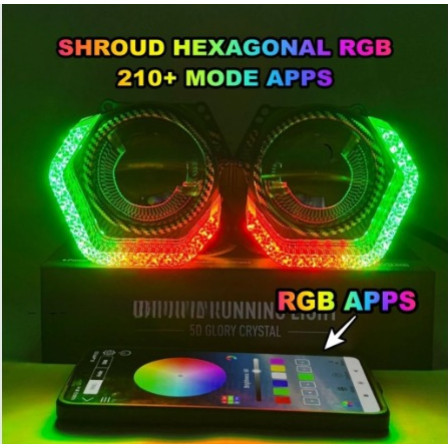 แหวนพรีเมี่ยม Shroud คริสตัล Kristal 5D RGB Hexa หกเหลี่ยม RGB Apps 210+ โหมดบิลอะคริลิค RGB คริสตัล