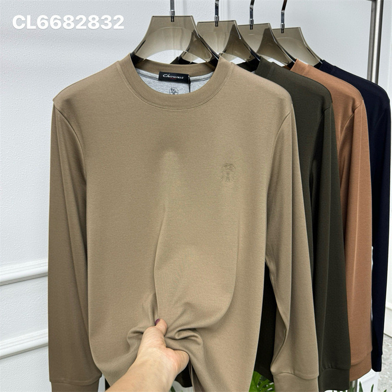 QT66 Italy BC Men's Crew Neck T Simple Minimalist T-Shirt Round Neck Long Sleeve T Shirt