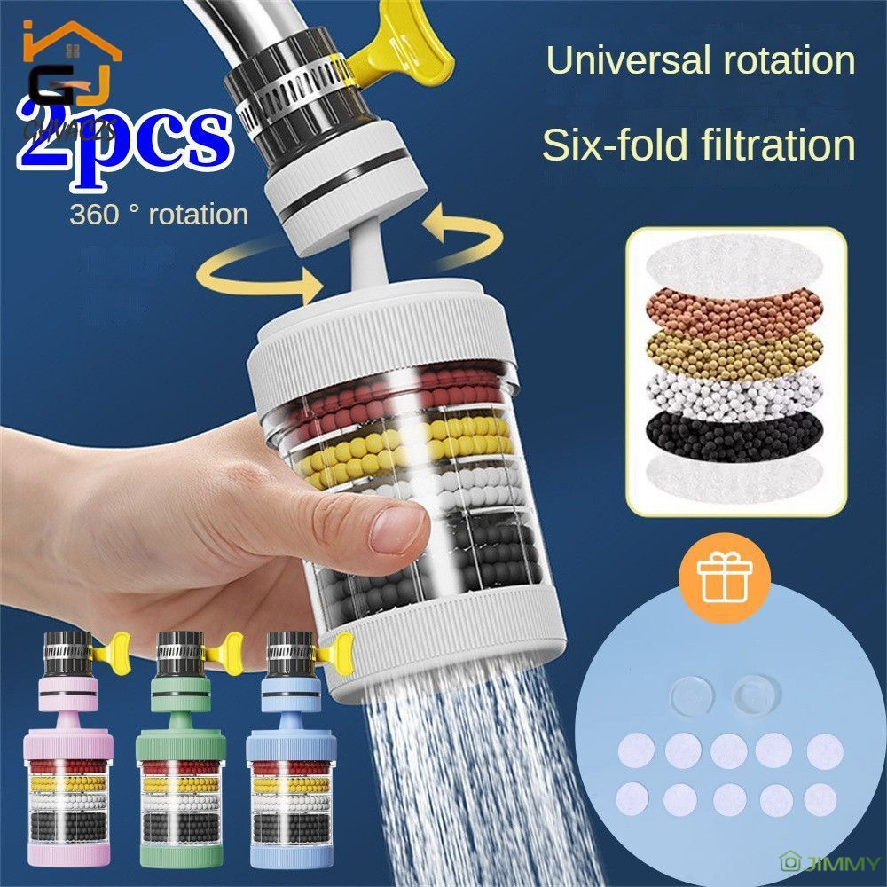 【COD】เครื่องกรองน้ำ 2 ชิ้น ก๊อกน้ำหมุนได้ 360° กรองน้ำสำหรับใช้ในครัวเรือน 6 ชั้น อุปกรณ์ครัว ก๊อกน้