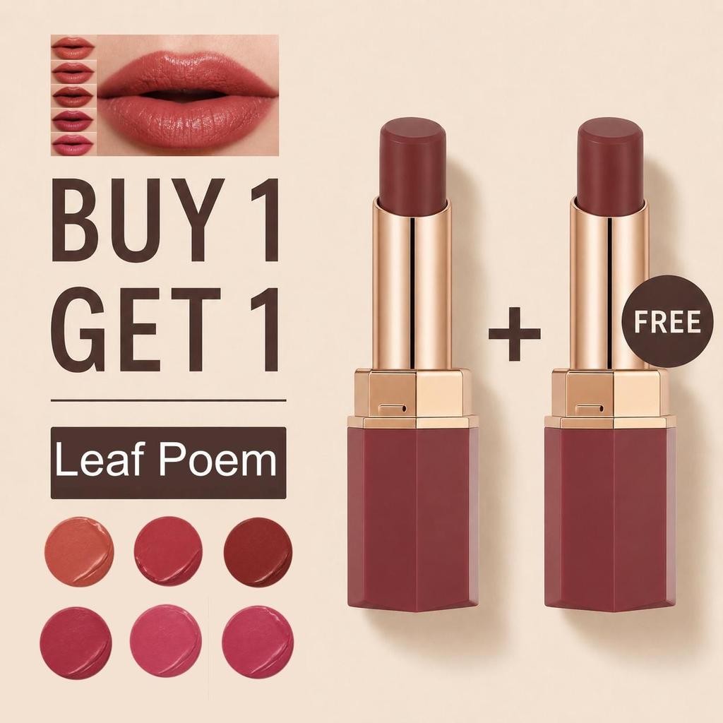 [ซื้อ 1 แถม 1] ลิปสติกเนื้อครีม มีให้เลือก 6 สี กันน้ำ ติดทนนาน ดูเป็นธรรมชาติ เซ็กซี่  (ผิวสัมผัสซาตินชุ่มชื้น)