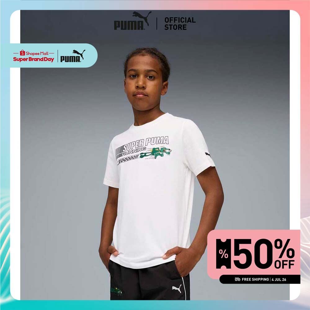 PUMA Kids Super PUMA Graphic Tee Youth สีขาว - 63223302