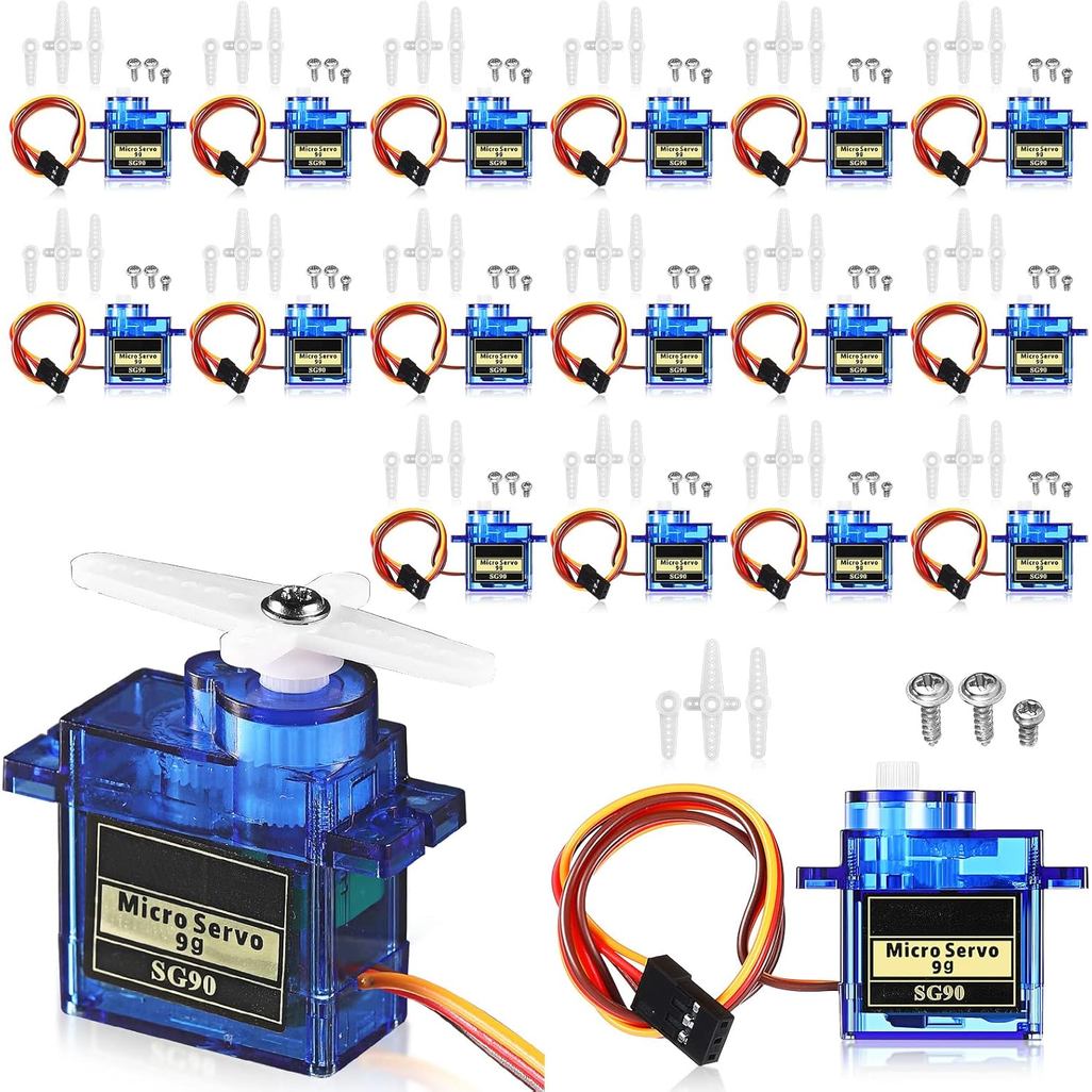 Hanive 16 Pcs SG90 9g Mini Micro Servo Motors RC Servo Kit สําหรับหุ่นยนต์เฮลิคอปเตอร์เครื่องบินรถเร