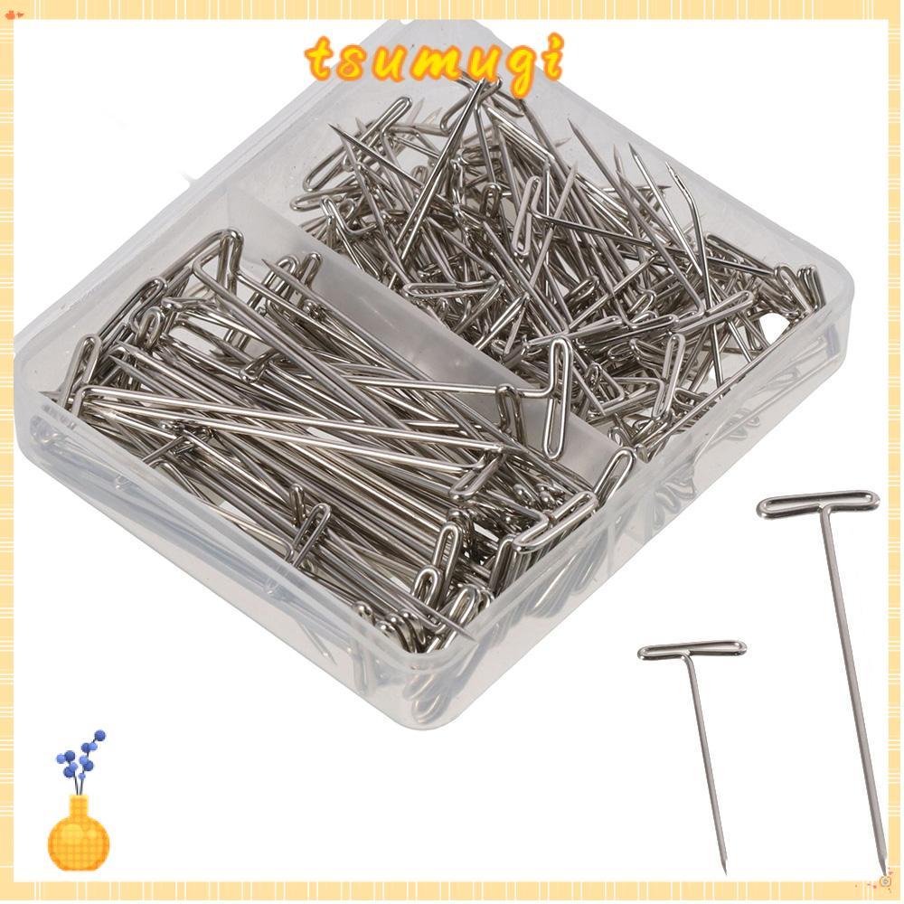 TSUMUGI 150 ชิ้นหมุดตรง,สแตนเลสสตีลเงิน T Pins,งานฝีมือ 1&2 นิ้วเย็บ Pins สําหรับถักเย็บผ้า