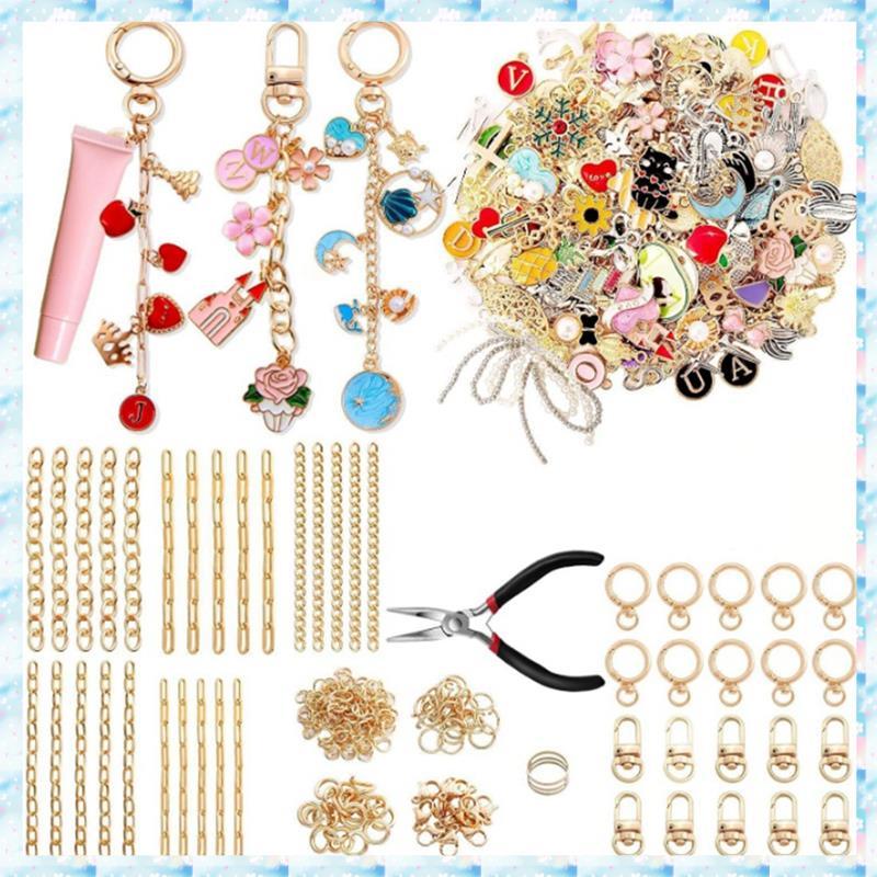[RQMU] 325pcs Charm เครื่องประดับเครื่องประดับทํางานฝีมือกระเป๋า Charm ชุดรวม 20 พวงกุญแจคลิป 25 Ext