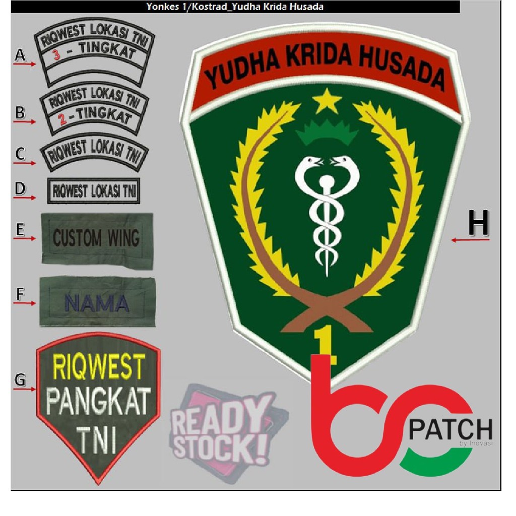 BCP-K48 Yonekes 1/Kostrad_Yudha Kirida Husada ARMY PATCH คอมพิวเตอร์ EMBROIDERY โลโก้ทหาร TNI AD LOC
