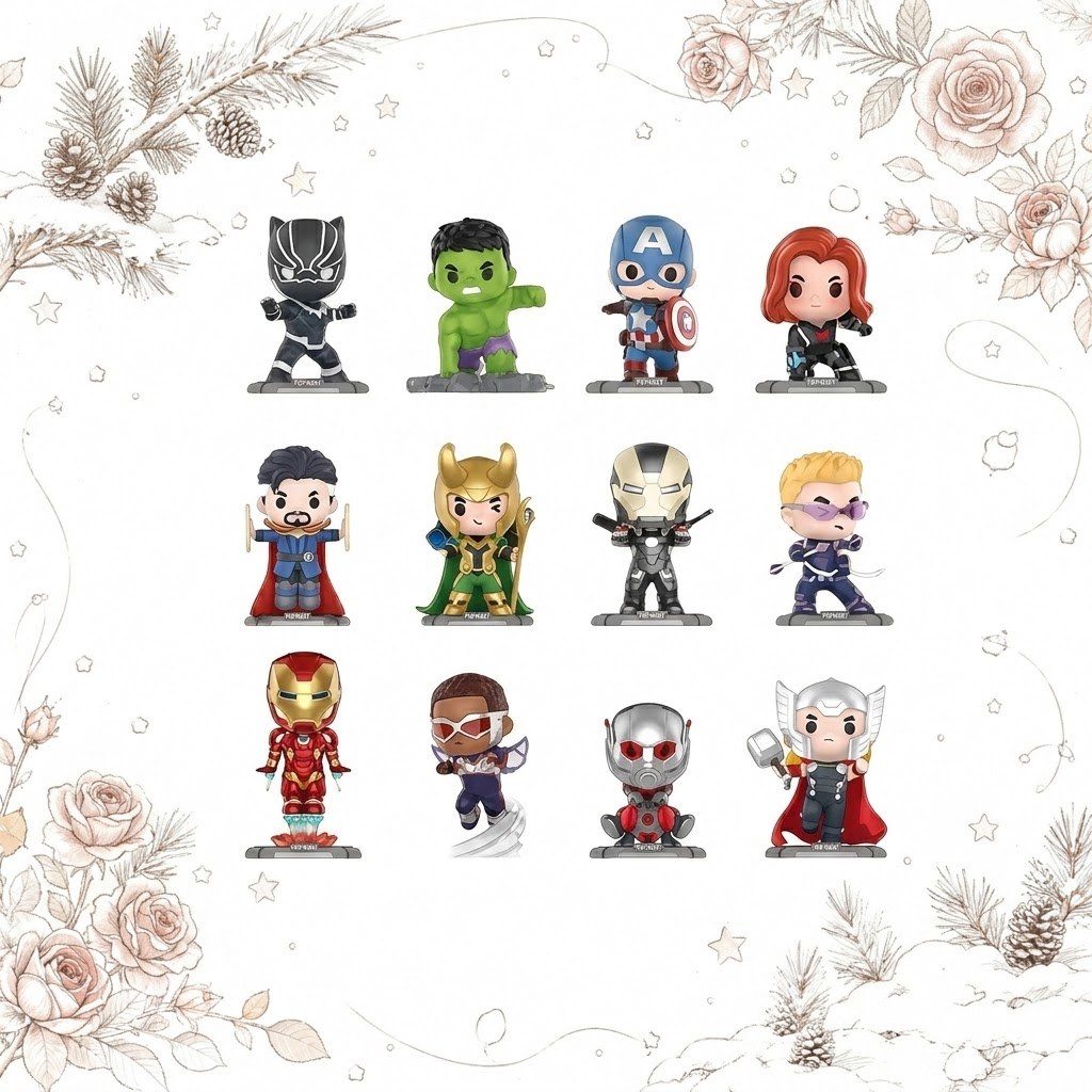 P POPMART Marvel Avengers Classic Series Mystery Box ของขวัญฟิกเกอร์ของแท้