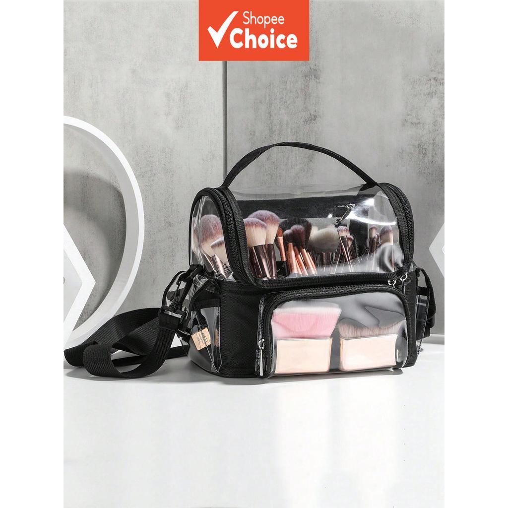 เคสเครื่องสําอาง PVC ใสกระเป๋าจัดระเบียบแบบพกพาสําหรับเครื่องมือแต่งหน้าจัดเก็บและการเดินทาง