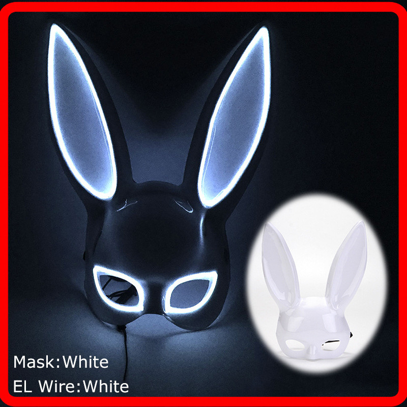 LED Carnival EL Line Rabbit Mask Ball Leader Rabbit Mask ไนท์คลับหน้ากากหญิงหน้ากากวันเกิด