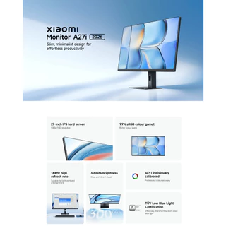 Xiaomi Monitor A27i 2026 จอคอม | จอภาพ IPS ขนาด 27นิ้ว | อัตราการรีเฟรชสูง 144Hz | ความสว่าง 300นิต | ขอบเขตสี sRGB 99%