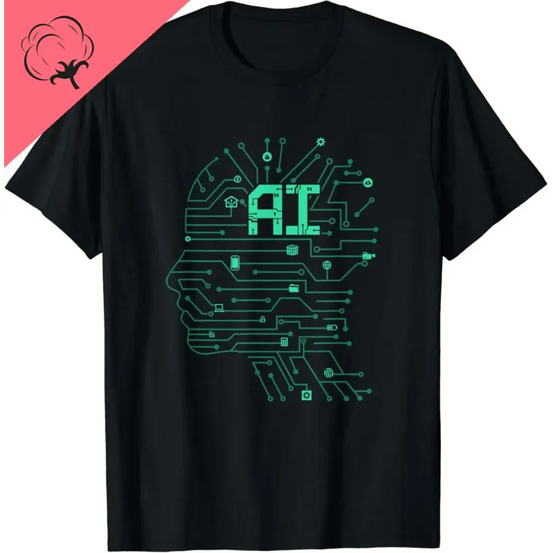 เสื้อยืดลายกราฟิกสไตล์สตรีทแวร์ ผ้าฝ้าย ไซส์เอเชีย สำหรับนักเขียนโปรแกรม เทคโนโลยีคอมพิวเตอร์ ปัญญาประดิษฐ์ AI