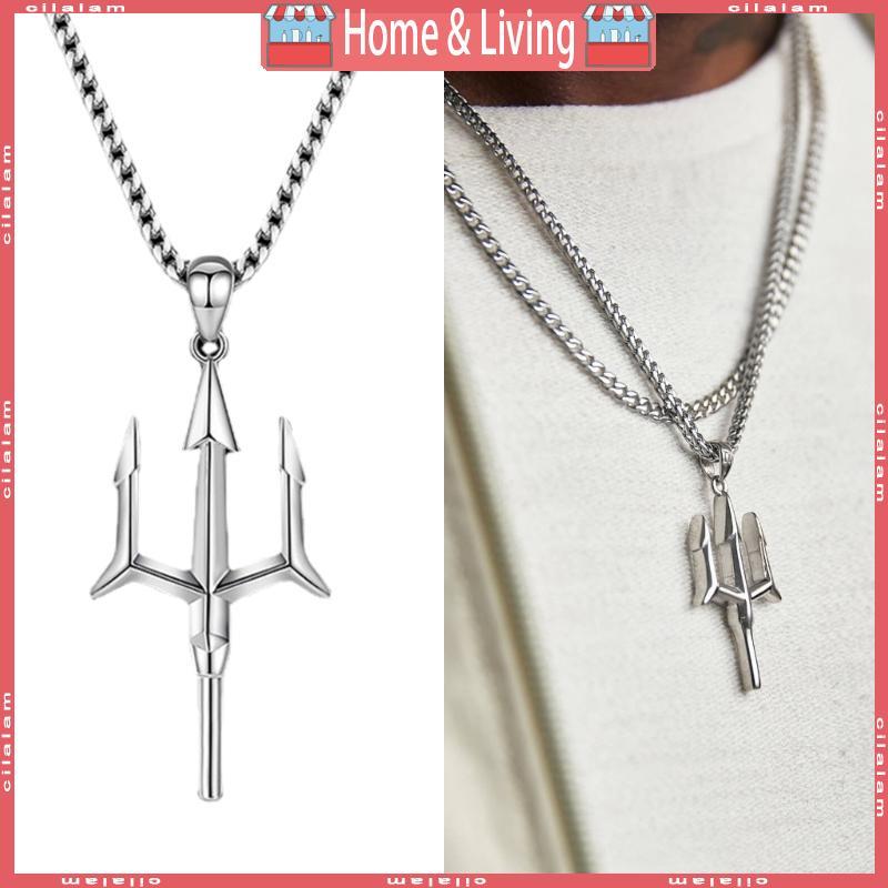 CI Unisex Mythology จี้สร้อยคอ Retro Tridents Charm Clavicle Chain Choker Amulet ป้องกัน Minimalist 