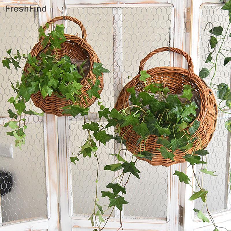Hand Made Wier หวายดอกไม้ Planter แขวนผนัง Wier Rattam ตะกร้าสวน Vine หม้อพืชผู้ถือ Wall Planter ตกแ