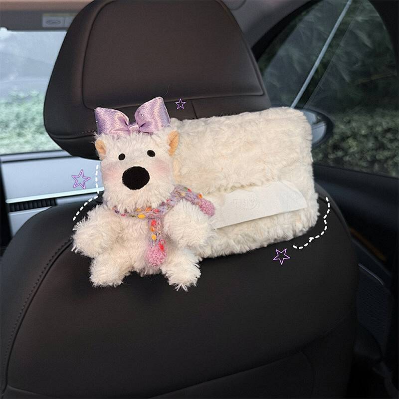 Cute West Highland Car Tissue Box Paper Extraction Box New Car Rear Hanging Tissue Box h7pJ