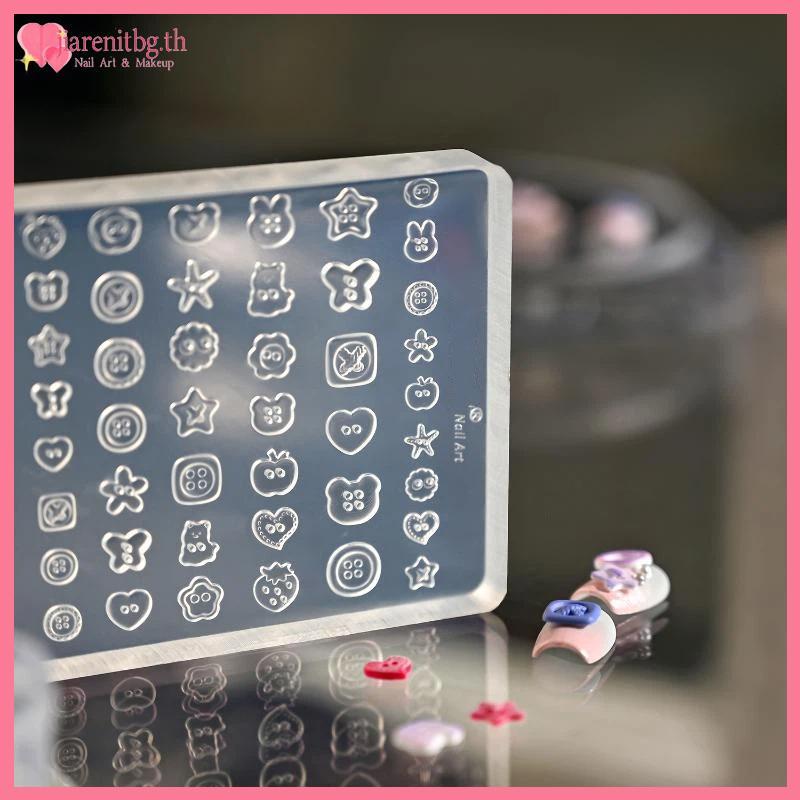 RENBG 1 PC Mini 3D ซิลิโคนเล็บแม่พิมพ์หลายปุ่มรูปร่างปลอดสารพิษปลอดภัยเล็บเครื่องมือสําหรับ DIY เล็บ Charm เรซิ่นหัตถกรรมใช้ในบ้าน TH