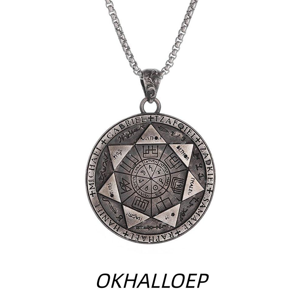 IOKHALLO 7 Archangels จี้ซีล, สแตนเลส Amulet Solomon Amulet สร้อยคอ, Gothic ขัดเครื่องประดับ Hip Hop