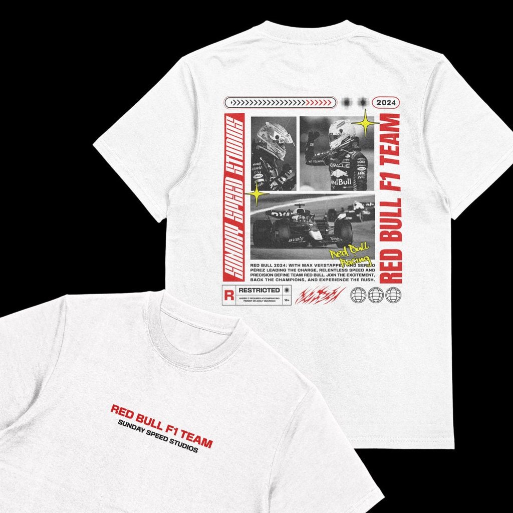 F1 Red Bull - Verstappen & Perez เสื้อยืดสีขาว